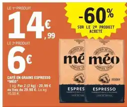 E.Leclerc Café en grains Espresso Méo offre