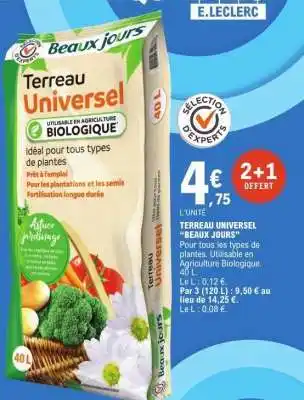 E.Leclerc TERREAU UNIVERSEL 'BEAUX JOURS' offre