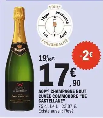 E.Leclerc AOP Champagne Brut Cuvée Commodore 'De Castellane' offre