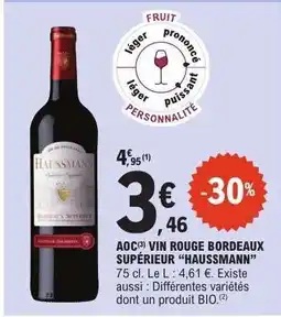 E.Leclerc AOC VIN ROUGE BORDEAUX SUPÉRIEUR “HAUSSMANN” offre