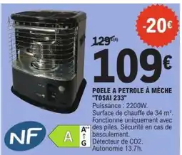 E.Leclerc POELE A PETROLE À MÈCHE 'TOSAI 233' offre