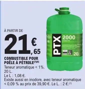 E.Leclerc COMBUSTIBLE POUR POÊLE À PÉTROLE offre