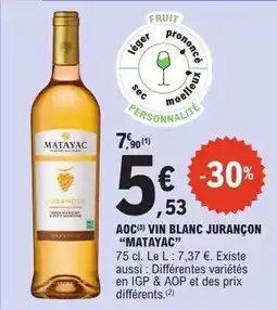 E.Leclerc AOC VIN BLANC JURANÇON “MATAYAC” offre