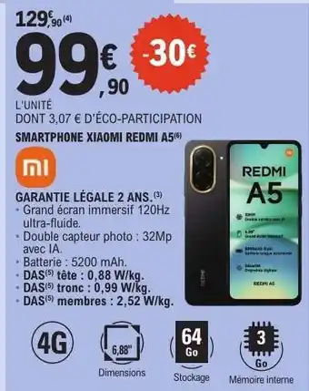 E.Leclerc SMARTPHONE XIAOMI REDMI A5 offre