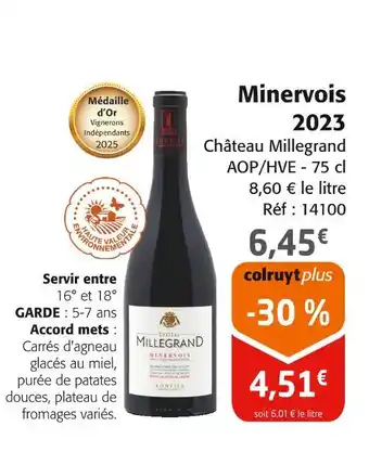 Colruyt CHÂTEAU MILLEGRAND Minervois 2023 offre