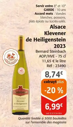 Colruyt Alsace Klevener de Heiligenstein 2023 offre
