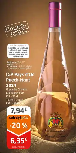 Colruyt IGP Pays d’Oc Puech-Haut 2024 offre