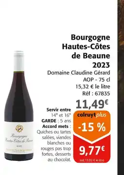 Colruyt DOMAINE CLAUDINE GÉRARD Bourgogne Hautes-Côtes de Beaune 2023 offre