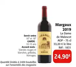 Colruyt LA DAME DE MALESCOT Margaux 2019 offre