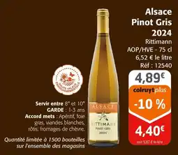 Colruyt RITTIMANN Alsace pinot gris 2024 offre