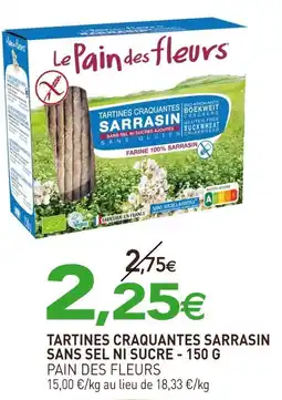 naturéO PAIN DES FLEURS Tartines craquantes sarrasin sans sel ni sucre - 150 g offre