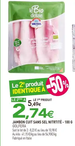 naturéO GOLFERA Jambon cuit sans sel nitrtité - 100 g offre