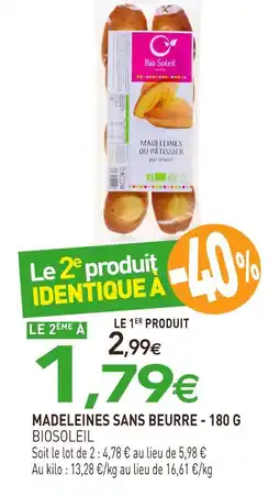 naturéO BIOSOLEIL Madeleines sans beurre - 180 g offre