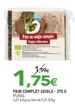 naturéO PURAL Pain complet seigle - 375 g offre