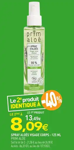 naturéO PRIM ALOE Spray aloès visage corps offre