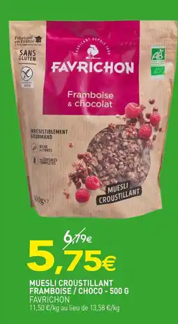 naturéO FAVRICHON Muesli croustillant framboise & framboise / choco - 500 g offre