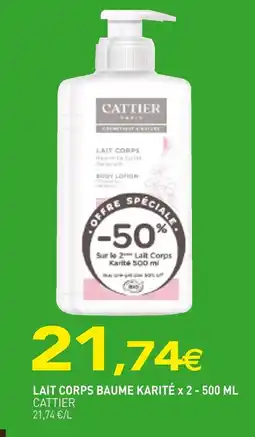 naturéO CATTIER Lait corps baume karité x 2 - 500 ml offre
