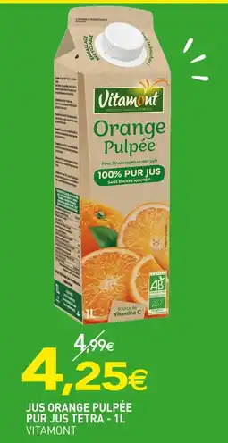 naturéO Vitamont Jus orange pulpée pur jus tetra - 1l offre