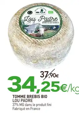 naturéO LOU PADRE Tomme brebis bio offre
