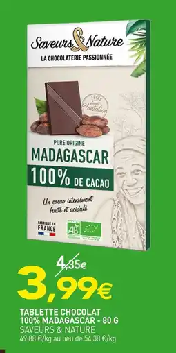 naturéO SAVEURS & NATURE Tablette chocolat 100% Madagascar - 80 g offre