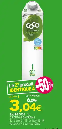 naturéO DR ANTONIO MARTINS Coconut juice pure organic offre