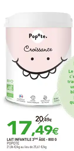 naturéO POPOTE Lait infantile 3ème âge - 800 g offre