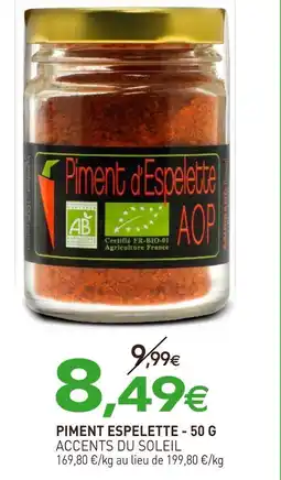 naturéO ACCENTS DU SOLEIL Piment Espelette - 50 G offre