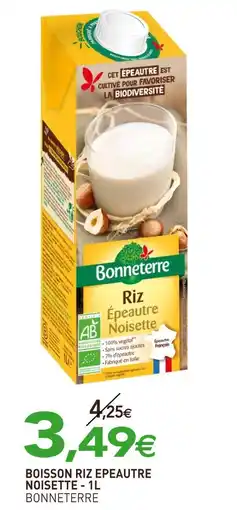 naturéO BONNETERRE Boisson riz épeautre noisette - 1l offre
