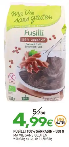 naturéO MA VIE SANS GLUTEN Fusilli 100% Sarrasin offre