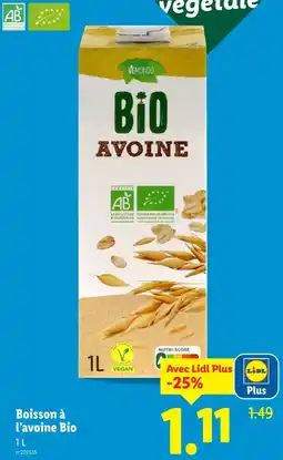 Lidl VEMONDO Boisson à l’avoine bio offre