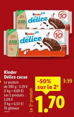 Lidl Kinder Délice cacao offre