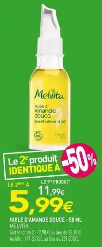 naturéO MELVITA Huile d'amande douce - 50 ml offre