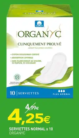 naturéO ORGANYC Serviettes Normal x 10 offre