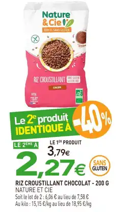 naturéO NATURE ET CIE Riz croustillant chocolat - 200 g offre
