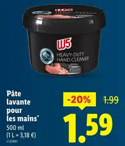 Lidl W5 Pâte lavante pour les mains offre