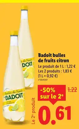 Lidl Badoit Bulles de fruits citron offre