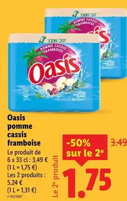 Lidl Oasis pomme cassis framboise offre