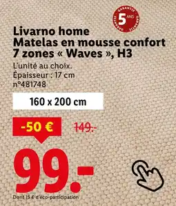 Lidl LIVARNO HOME Matelas en mousse confort 7 zones Waves , H3 offre