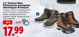 Lidl Esmara Men Chaussures montantes thermiques Premium offre