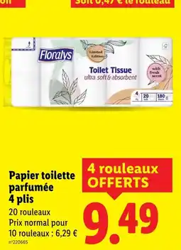 Lidl FLORALYS Papier toilette parfumée 4 plis offre