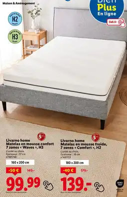 Lidl Livarno home Matelas en mousse confort 7 zones Waves , H3 offre