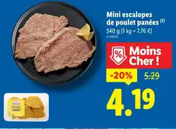 Lidl Mini escalopes de poulet panées offre