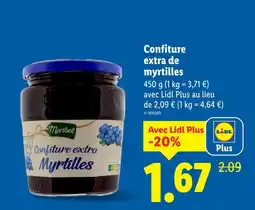 Lidl MARIBEL Confiture extra de myrtilles offre