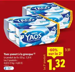 Lidl NESTLÉ Yaos yaourt à la grecque offre