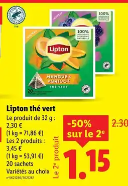 Lidl LIPTON Thé vert offre