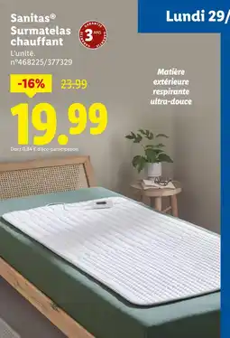 Lidl Sanitas Surmatelas chauffant offre