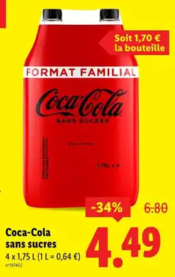 Lidl Coca-Cola Sans sucres offre