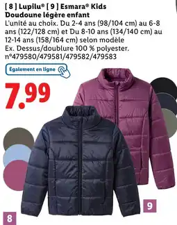Lidl LUPILU Kids Doudoune légère enfant offre
