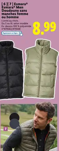 Lidl ESMARA Doudoune sans manches femme ou homme offre