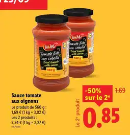 Lidl Sol & Mar Sauce tomate aux oignons offre